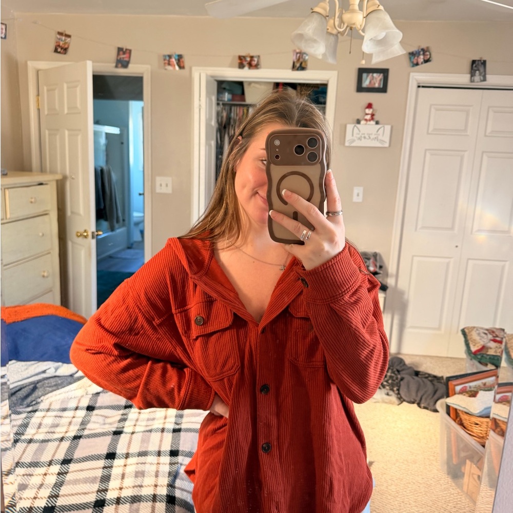 Time and Tru Rust Corduroy Shacket